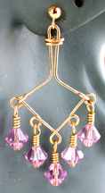 Beaded Chandelier Earrings made with Lite Amethyst Swarovski Beads using WigJig jewelry making tools.