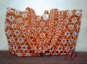 Mothers Day Charming Bead Bag Handicrafts diy beaded handbag crafts orange white